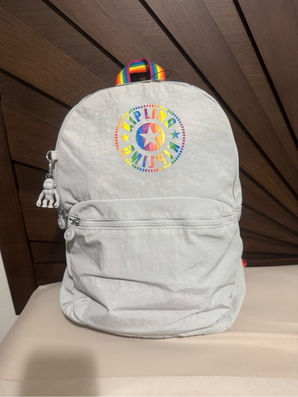 Kipling Medium Backpack with Rainbow Logo and Handle - Unisex